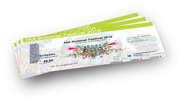 Eintrittskarten Druckerei günstig Eintrittskarten Drucken Artern Party Veranstaltung Festival Konzert